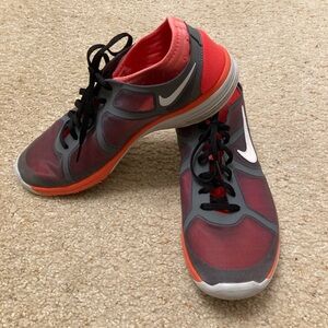 3/$15 Nike Fly Knit Lunarlon Running Shoes Sneakers, Women’s, Orange and Gray 10